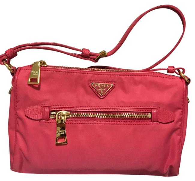 Prada Tessuto Saffiano Nylon  Leather Shoulder Bag