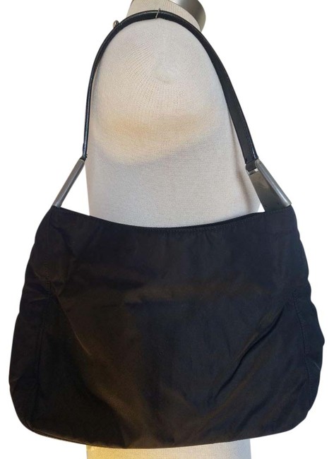 Prada Tessuto Spazzol Black Nylon Shoulder Bag