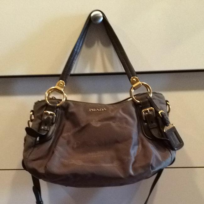 Prada W Tessuto Gold Features Gray Nylon Shoulder Bag