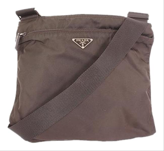 Prada Tessuto Womens Brown Nylon Shoulder Bag