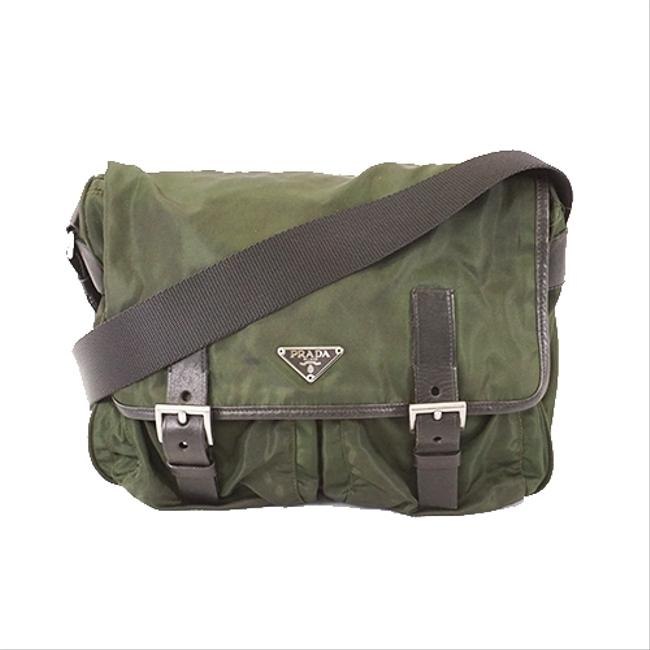 Prada Tessuto Womens Khaki Nylon Shoulder Bag