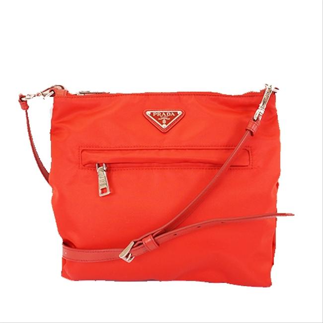 Prada Tessuto Womens Red Color Nylon Shoulder Bag