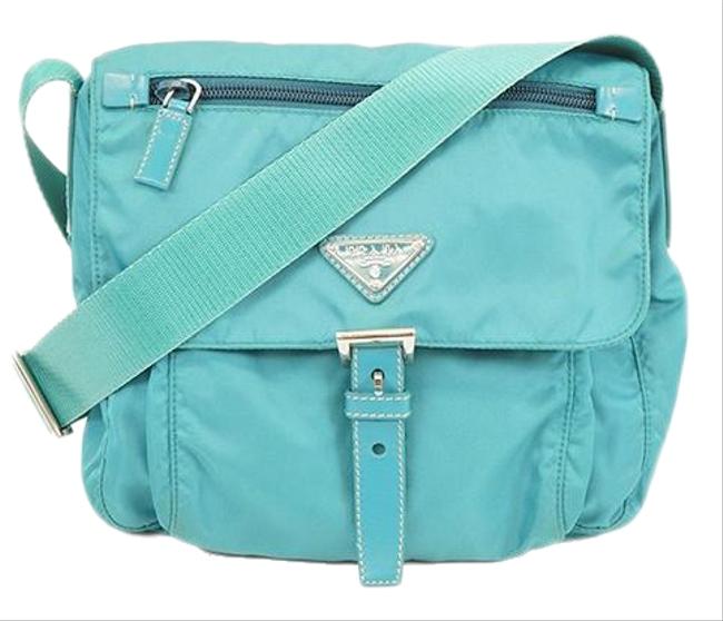 Prada Tessuto Womens Turquoise Nylon Shoulder Bag