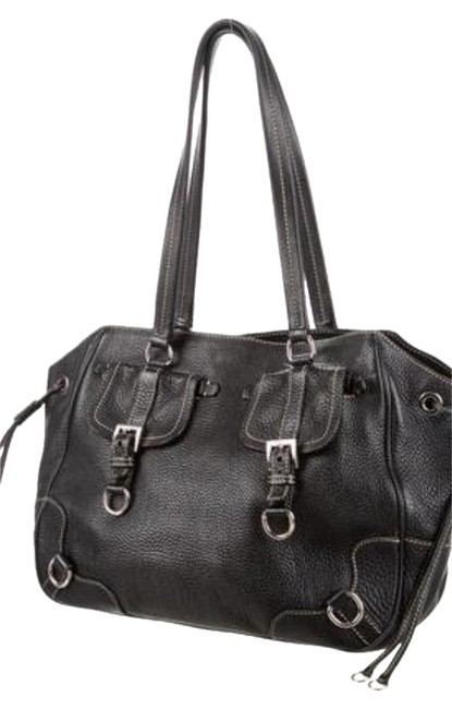 Prada Textured Black Leather Shoulder Bag
