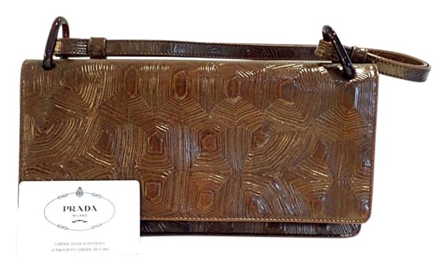 Prada Textured Brown Leather Shoulder Bag