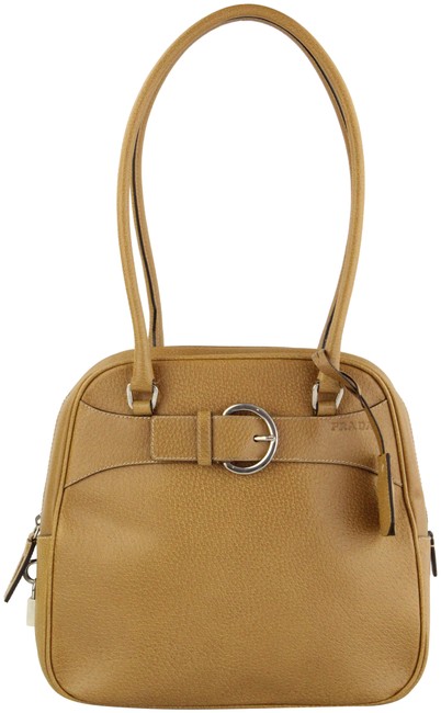 Prada Textured Camel Leather Shoulder Bag