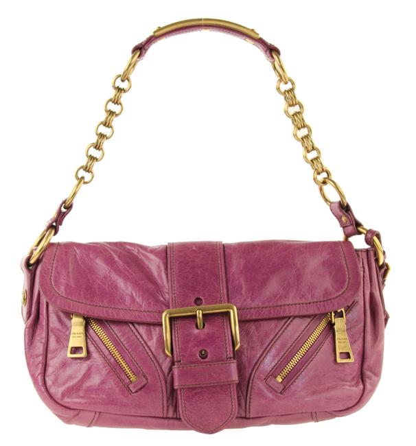 Prada Textured Pink Leather Shoulder Bag
