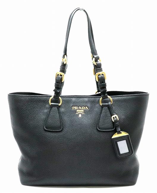 Prada Tote 1bg043 Black  Nero Leather Shoulder Bag