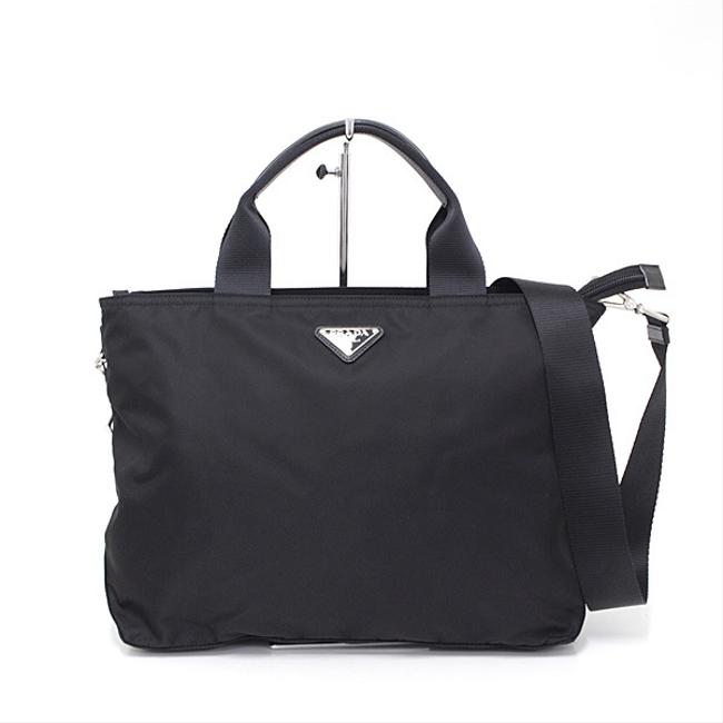 Prada Tote 1bg867 Black Nylon Shoulder Bag