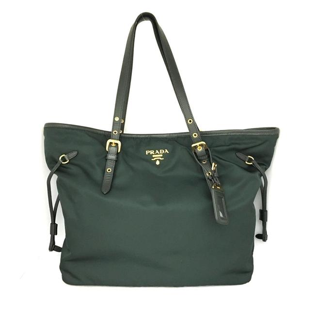 Prada Tote 1bg997 Dark Green  Green Nylon Shoulder Bag