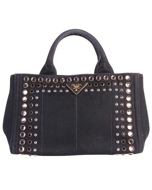 Prada Tote Black Canvas Shoulder Bag