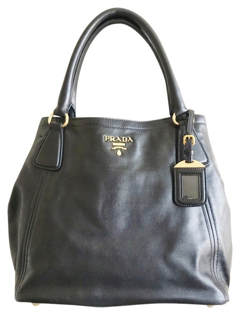 Prada Tote Black Leather Shoulder Bag
