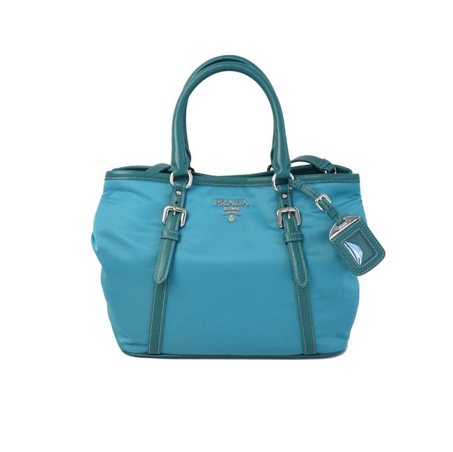 Prada Tote Blue Nylon Shoulder Bag