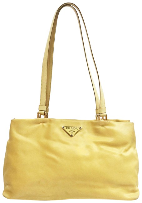 Prada Tote Bright Leather Yellow Nylon Shoulder Bag