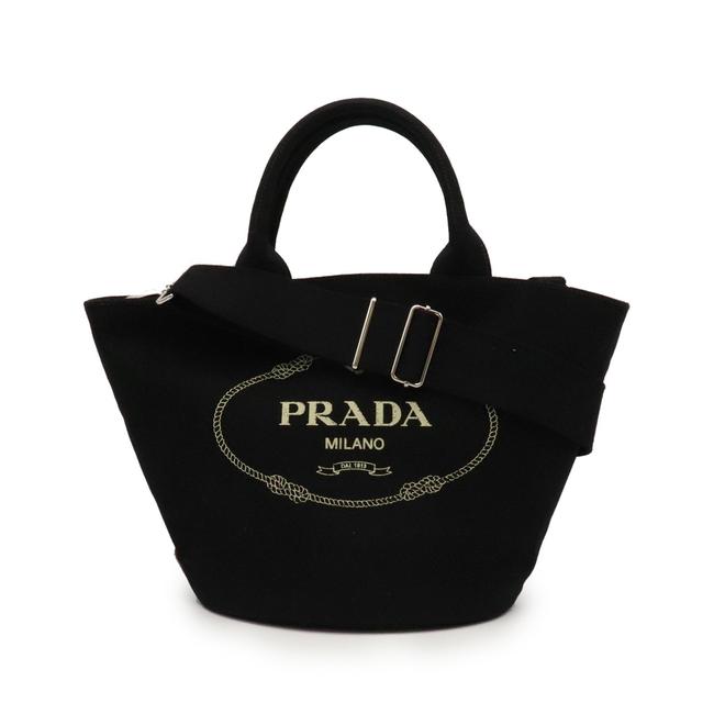 Prada Tote Canapa Bucket With Pouch 1bg186 Black  Nero Canvas Shoulder Bag