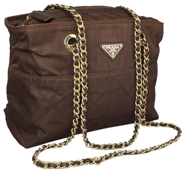 Prada Tote Chocolate Brown Nylon Shoulder Bag