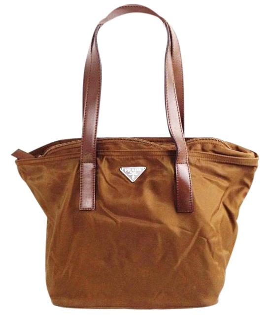 Prada Tote Italy Brown Nylon Shoulder Bag