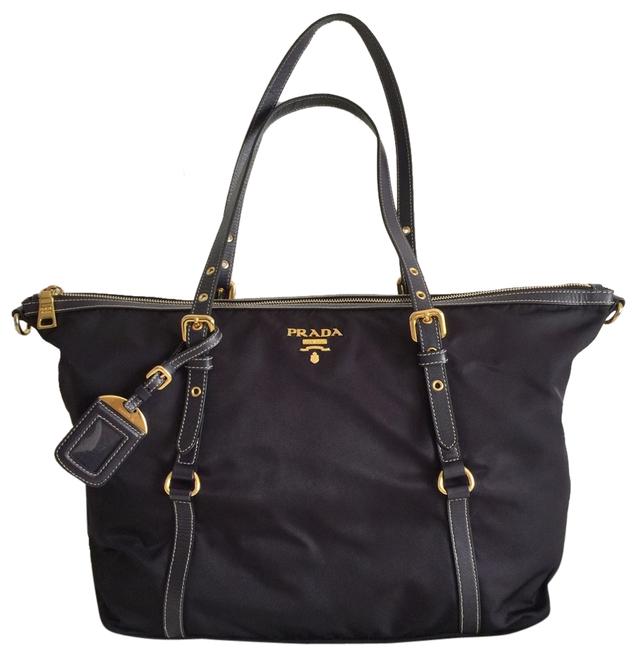 Prada Tote Purple Nylon Leather Shoulder Bag