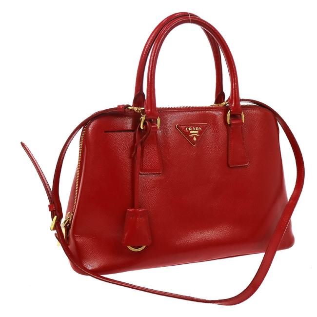 Prada Tote Red Saffiano Leather Shoulder Bag