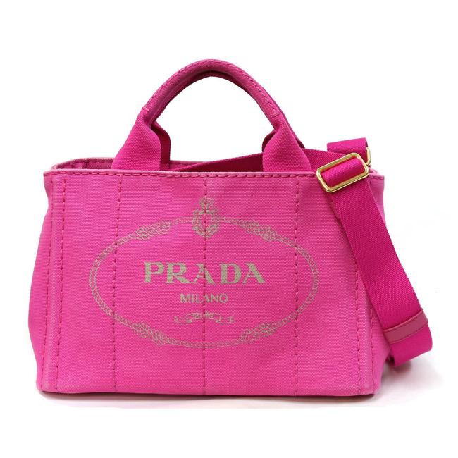 Prada Tote Shocking Ladies Mens Pink Canapa Shoulder Bag