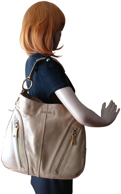 Prada Large Tote Tan Leather Shoulder Bag