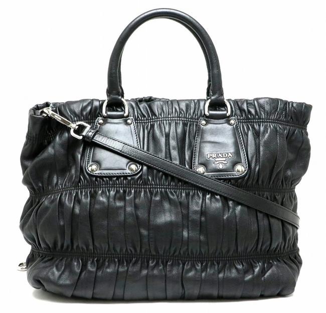 Prada Tote Tessuto Gaufre Bn1496 Black  Nero Leather Shoulder Bag