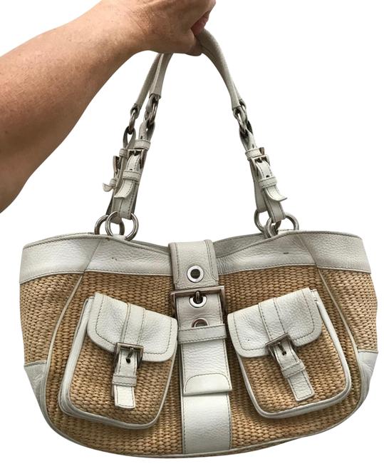 Prada Tote White Raffia  Leather Shoulder Bag