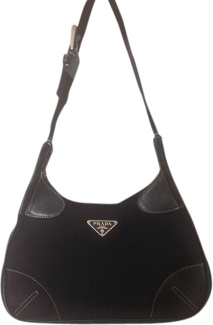 Prada Tracolla Tessuto Light Black Nylon  Leather Shoulder Bag