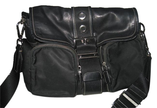 Prada Trim Handbag Black NylonLeather Shoulder Bag