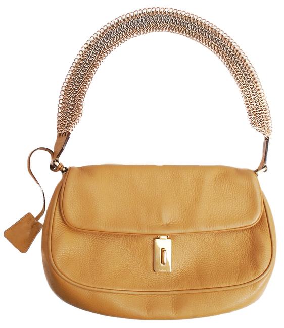 Prada Turnlock Tan Leather Shoulder Bag