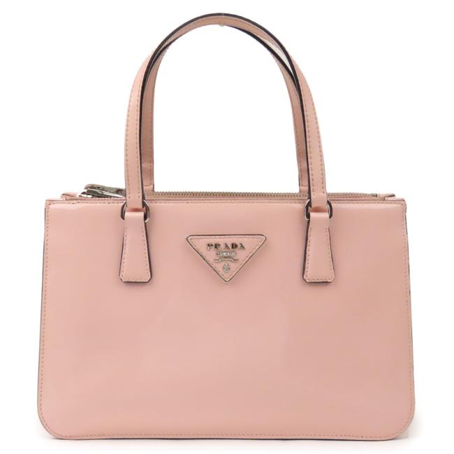 Prada Twin Pocket Handbag Pink Patent Leather Shoulder Bag