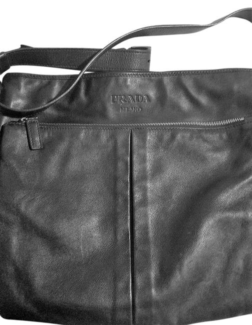 Prada Unisex Black Leather Shoulder Bag