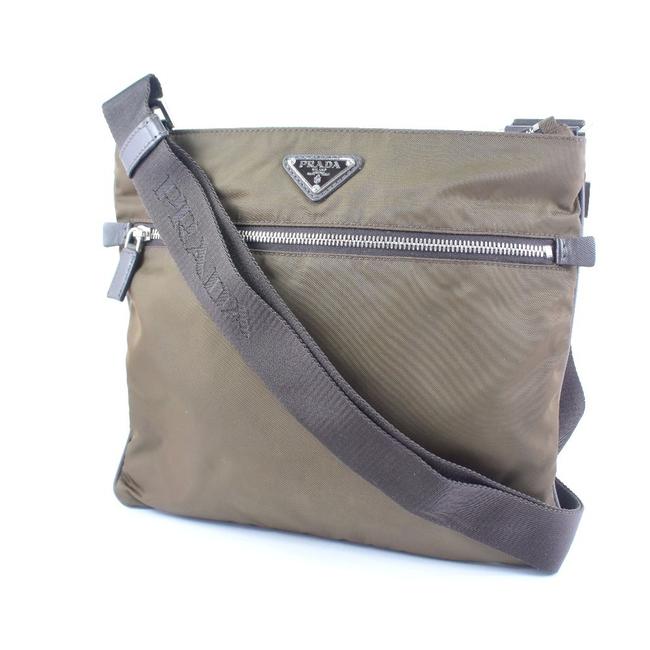Prada Unisex Green  Khaki Nylon Shoulder Bag