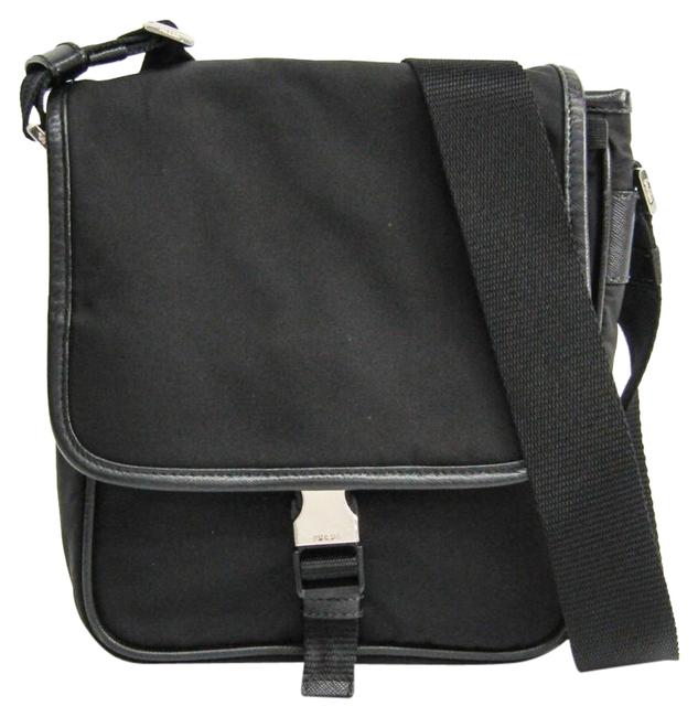 Prada Unisex Nero Nylon  Leather Shoulder Bag