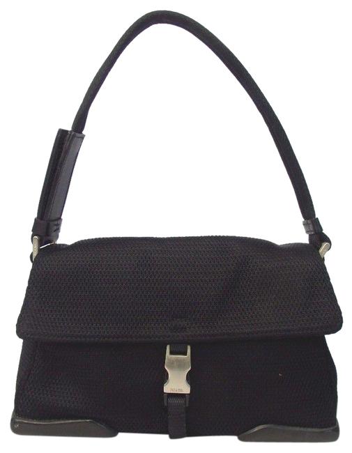 Prada Unisex Sport Baguette Mini Drawstring Pouch Black Fabric Shoulder Bag