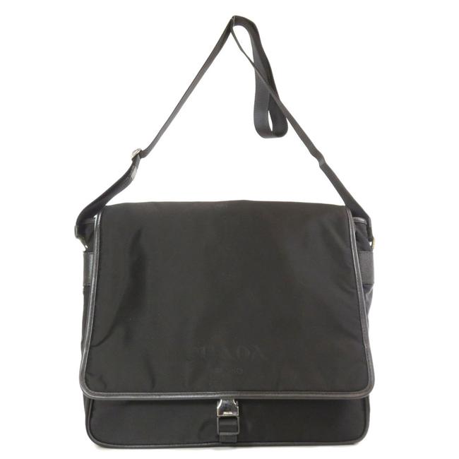 Prada V158 Logo Nylon Mens Black Tessuto Shoulder Bag