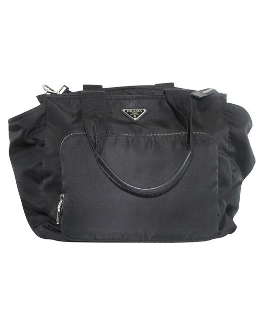 Prada Vela Black Canvas Shoulder Bag