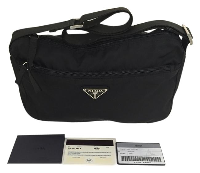 Prada Vela Black Nylon Shoulder Bag