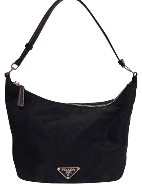 Prada Top Handle Tote Vela Saffiano Black Nylon and Leather Shoulder Bag