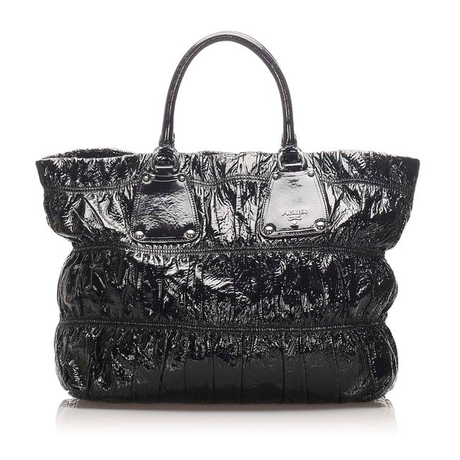 Prada Vernice Gaufre Black Patent Leather Shoulder Bag