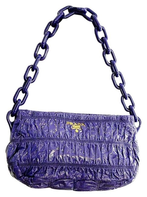 Prada Vernice Gaufre Purple Leather Shoulder Bag