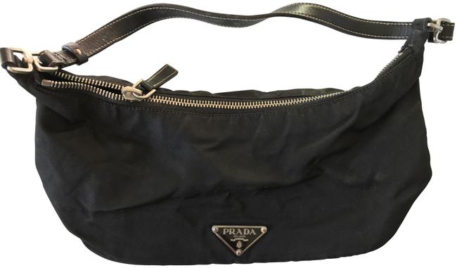 Prada Vintage 00s Black Nylon Shoulder Bag