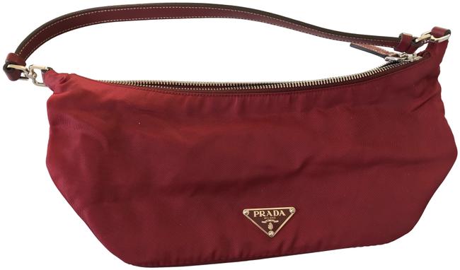 Prada Vintage 90s 00s Dark Red Nylon Shoulder Bag