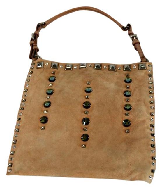 Prada Vintage Beige Suede Leather Shoulder Bag