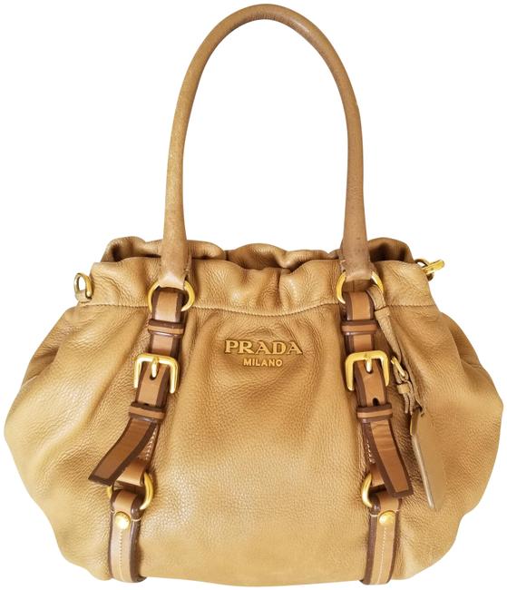 Prada Vintage Cervo Tote Beige Deerskin Leather Shoulder Bag