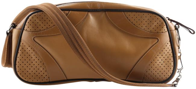 Prada Vintage Perforated Tan Leather Shoulder Bag