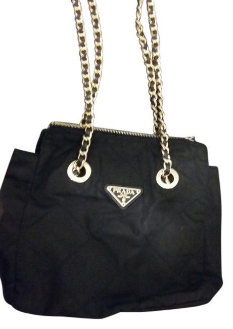 Prada Vintage Tessuto Black Quilted Nylon Shoulder Bag