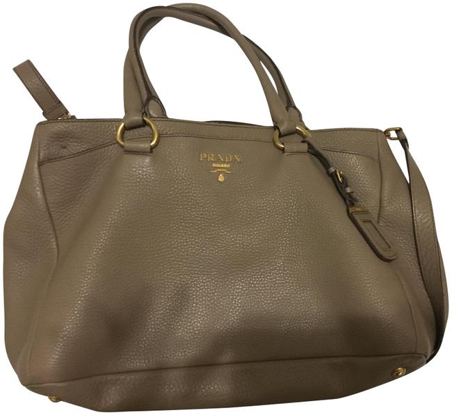 Prada Vit. Daino Camel Pebble Leather Shoulder Bag