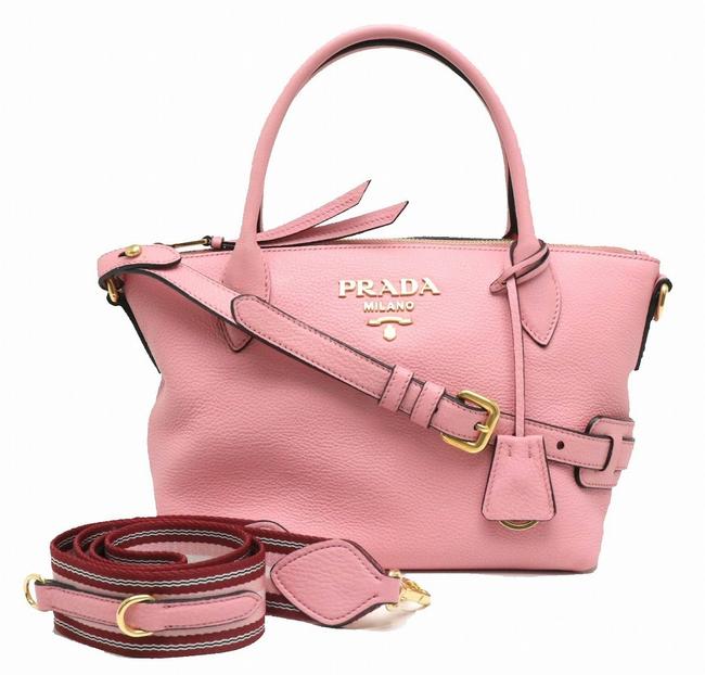 Prada Vit Daino Handbag 2way Stripe Petalo 1ba111 Pink Leather Shoulder Bag