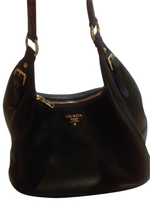 Prada Hobo W Vit. Daino New WCards Perfect Condition Black Leather Shoulder Bag